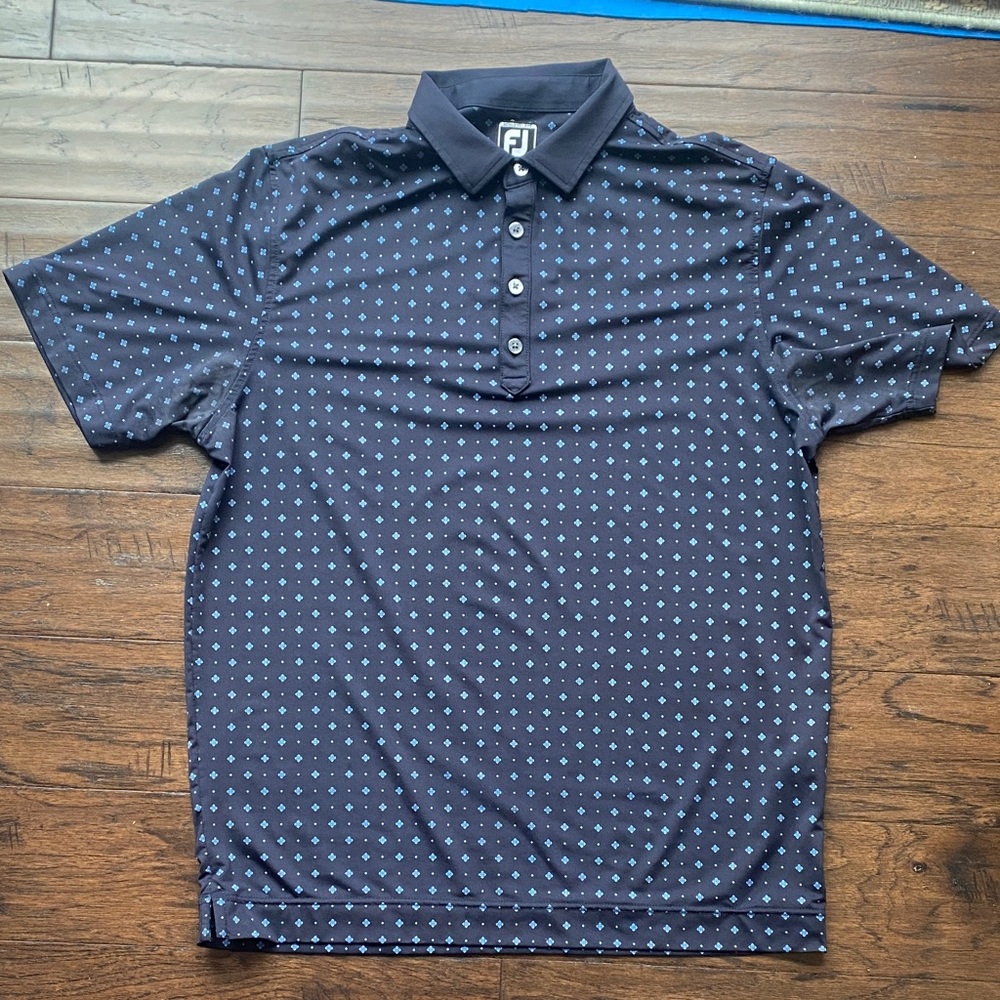 FootJoy Men's Dark Blue Patterned Polo